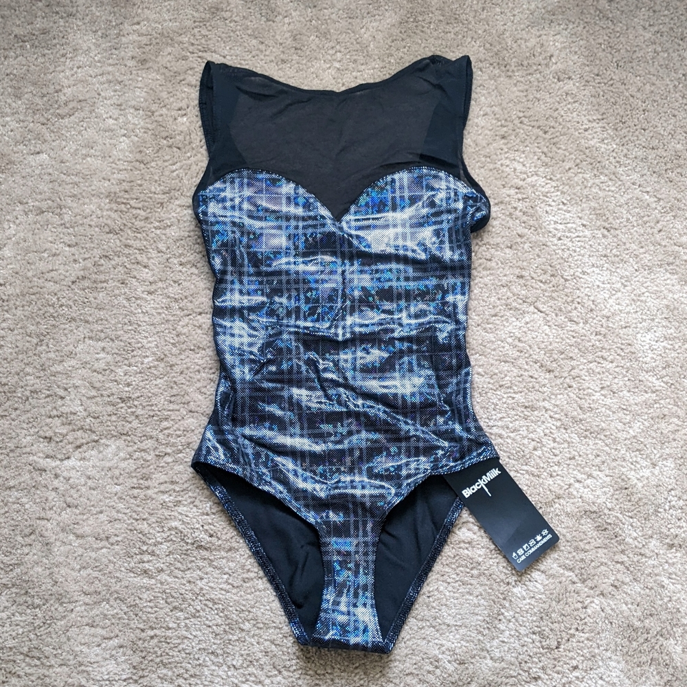 Black Milk Disco Storm Tartan Sheer Top Bodysuit size S BNWT
